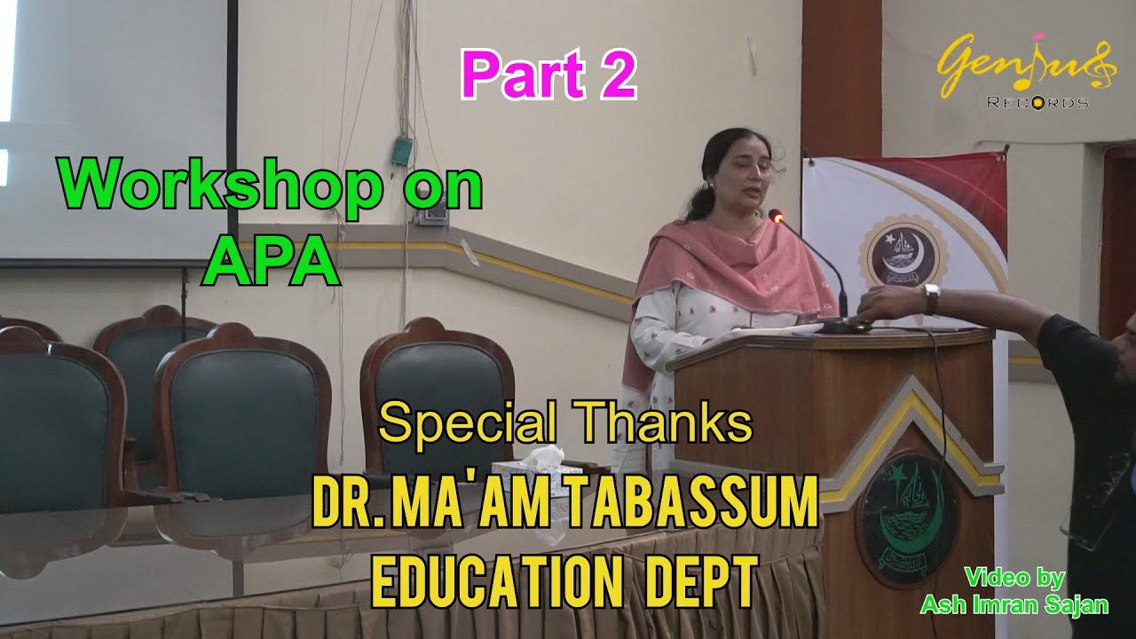 APA workshop by Maam Tabassum Part 2 || Karachi University || Education Dept