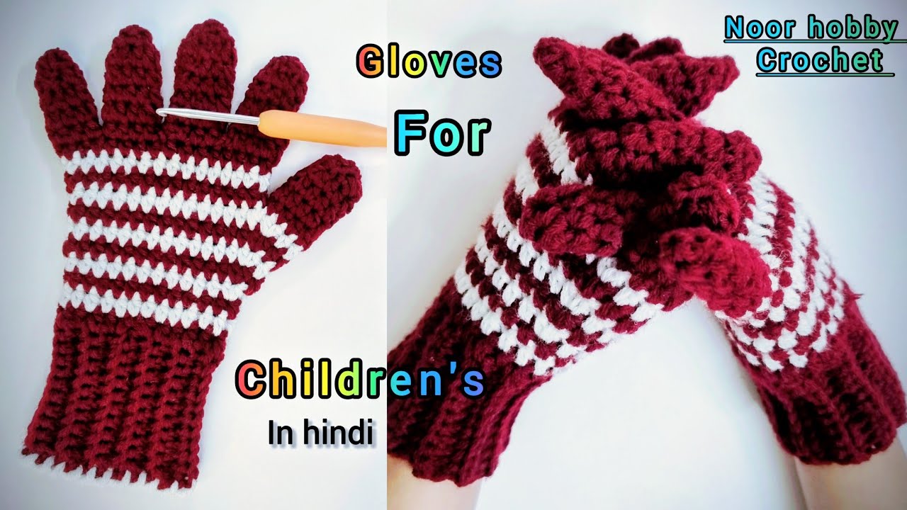 How To Crochet Gloves With Finger // Crochet 6 Years Baby's Gloves 