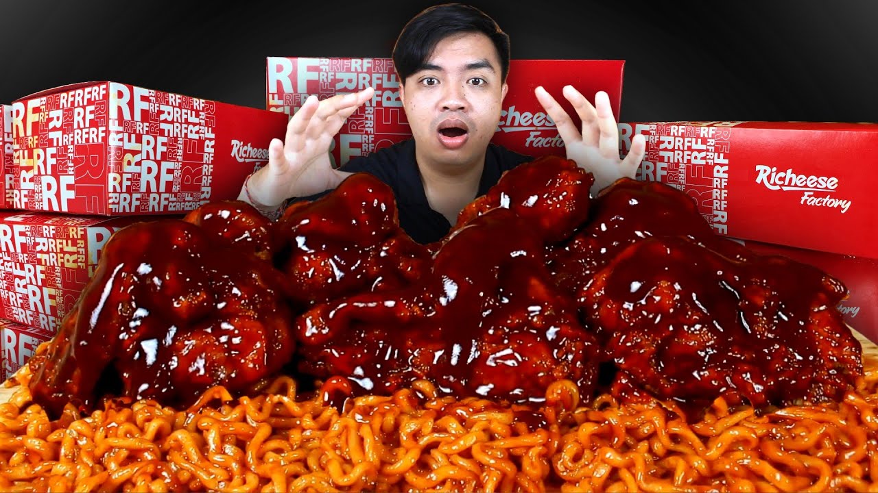 PERUT PANAS 🔥 MUKBANG AYAM RICHEESE LEVEL 5 BANJIR SAOS RICHEESE + MIE SAMYANG