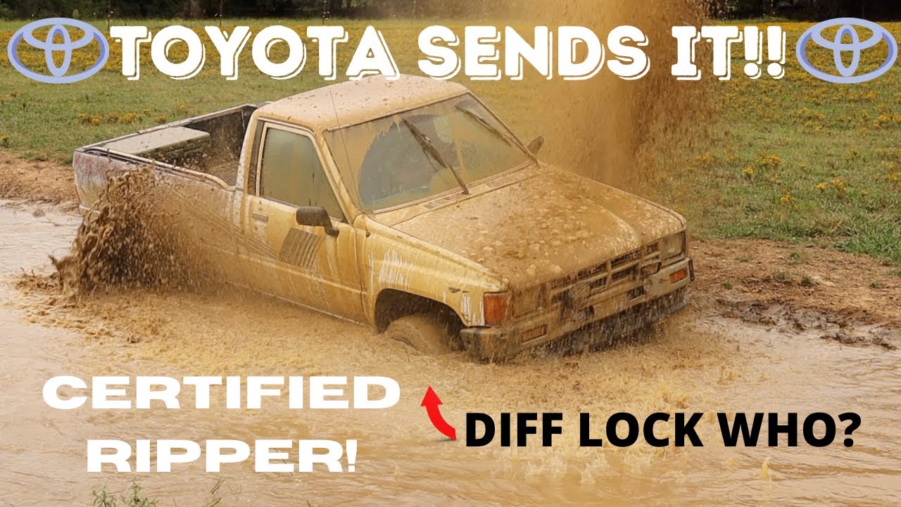 TOYOTA TRUCK SENDS IT THROUGH DEEP MUD!!