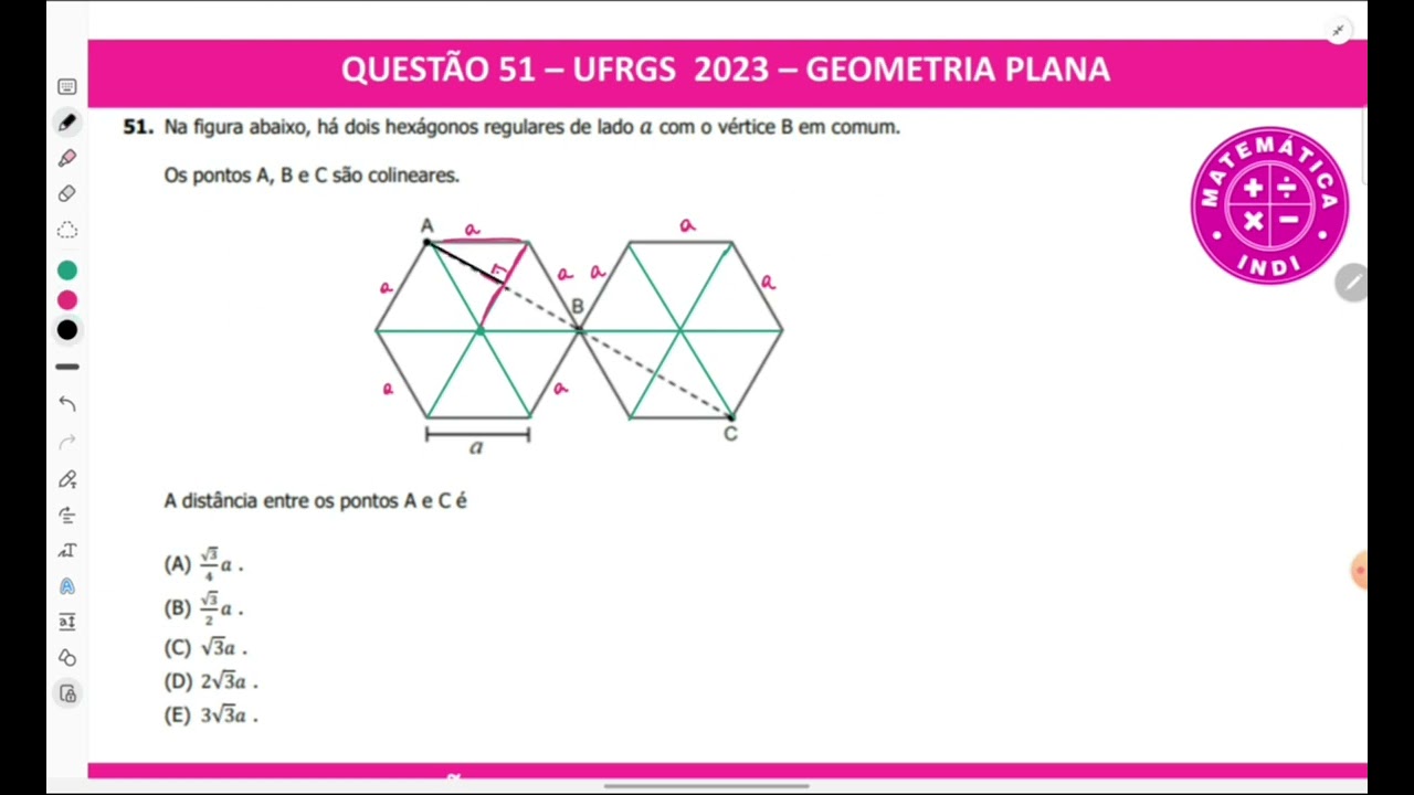 Questão 51 - UFRGS 2023 - Geometria Plana