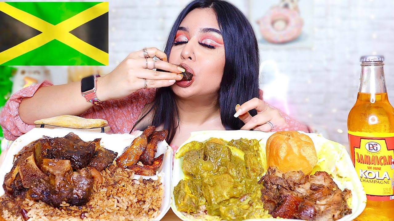 ЯМАЙСКАЯ КУХНЯ МУКБАНГ!!! БЫЧЬИ ХВОСТЫ + КОЗЛЯТИНА КАРРИ + СВИНИНА ДЖЕРК + РИС И ГОРОХ asmr