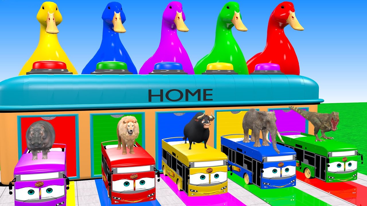 Long Slide Game With Elephant Lion Bull T-rex Hipopotamus Tiger 3d Animal Game Funny 3d Animals
