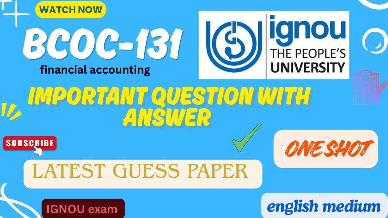 BCOC-131 important questions with answers ||latest guess paper|| #ignou #bcoc131 #importantquestions