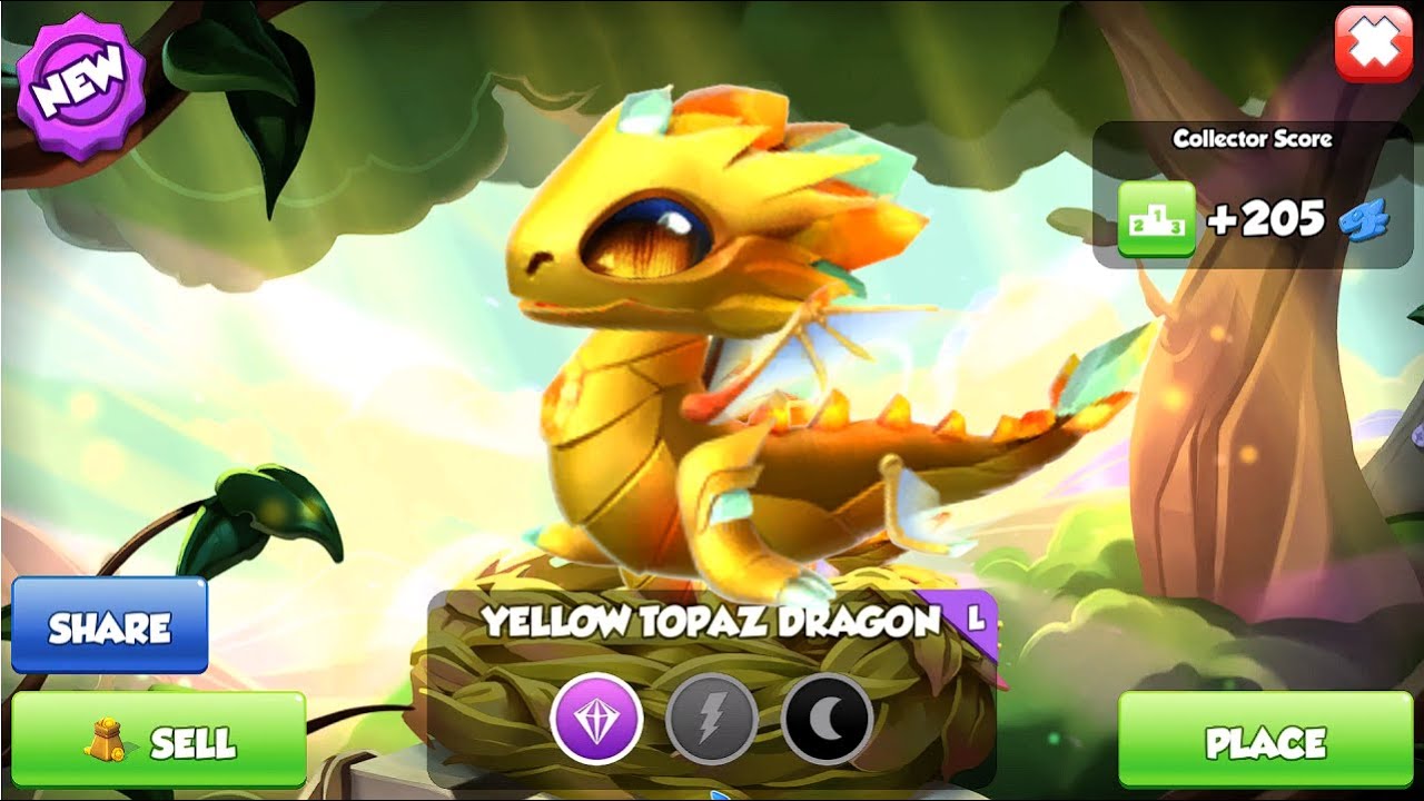 Hatched Yellow Topaz Dragon-Dragon Mania Legends | Begin Iceberg Hero challenge event | DML