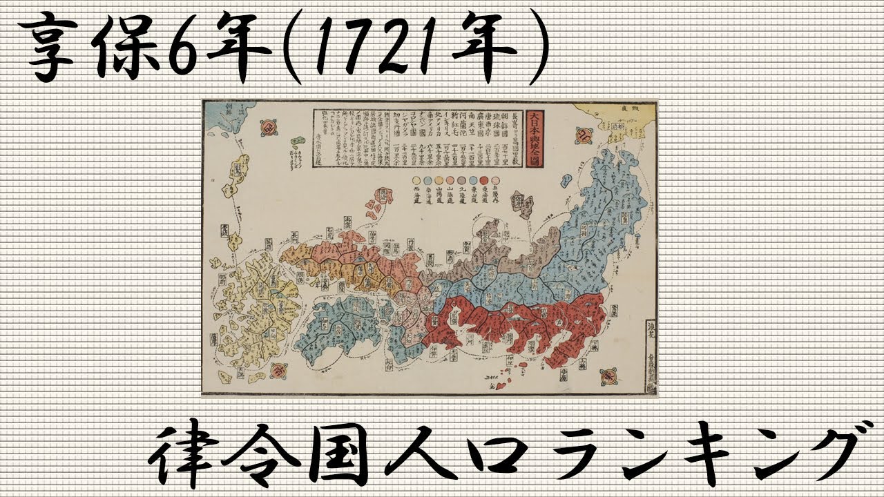 享保6年(1721年) 律令国(旧国)人口ランキング