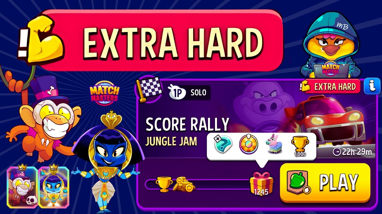 x2 EXTRA HARD Solo Challenge Jungle Jam + Bombs Away Score Rally 1245 points | Match Masters