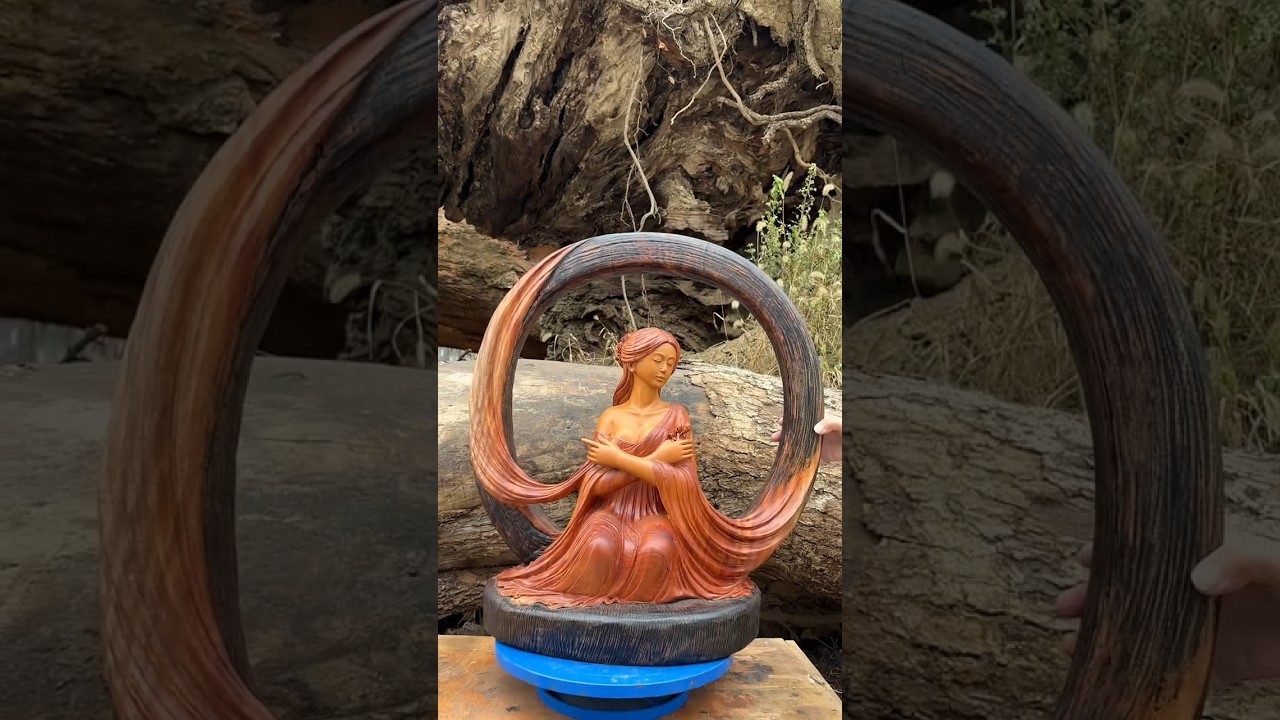 Masterpiece: The Goddess of the Forest 🪵 #artinwo #woodstatue #woodscraft #woodworking #carving