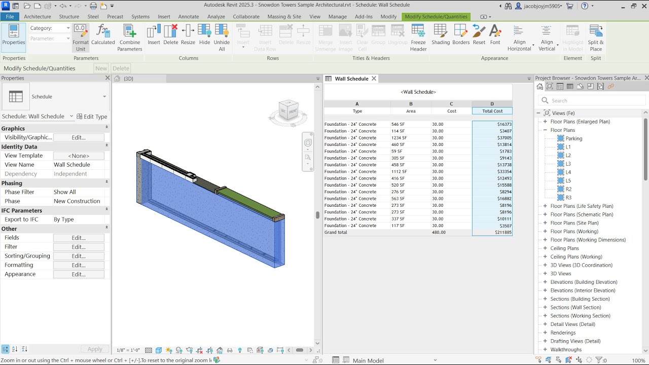 Calculated Parameters in Revit Schedule