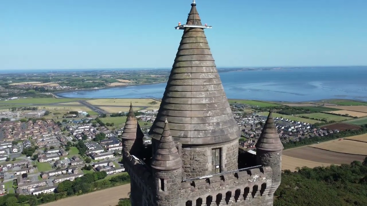 4k Drone video Scrabo Tower Newtownards Northern Ireland
