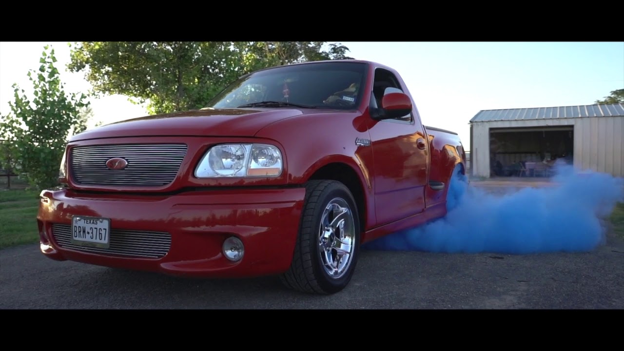 Ford lightning does a HUGE burnout that leads to it catching on fire for a gender reveal!