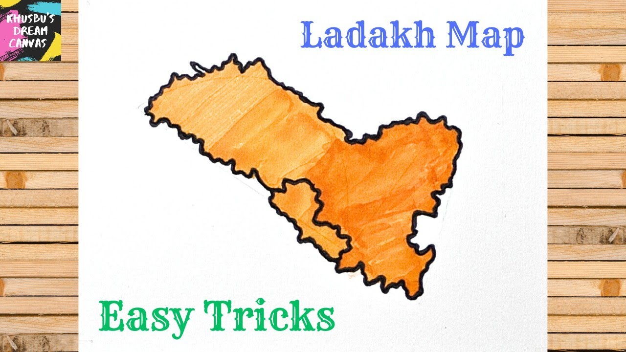 Ladakh Map Drawing | Easy Step-by-Step Sketch | How to Draw Ladakh Map for Beginners
