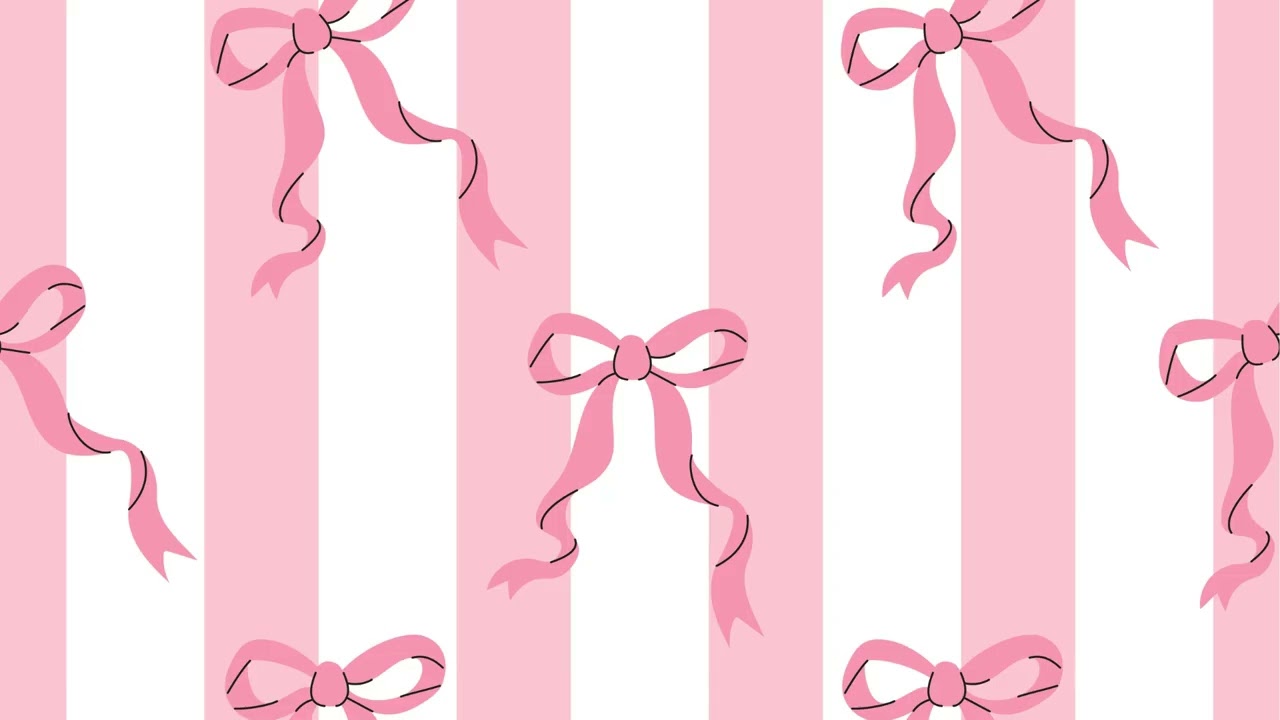 1 Hour Pink Bow Wallpaper Screensaver 🎀 | White Background Aesthetic Loop (No Music)