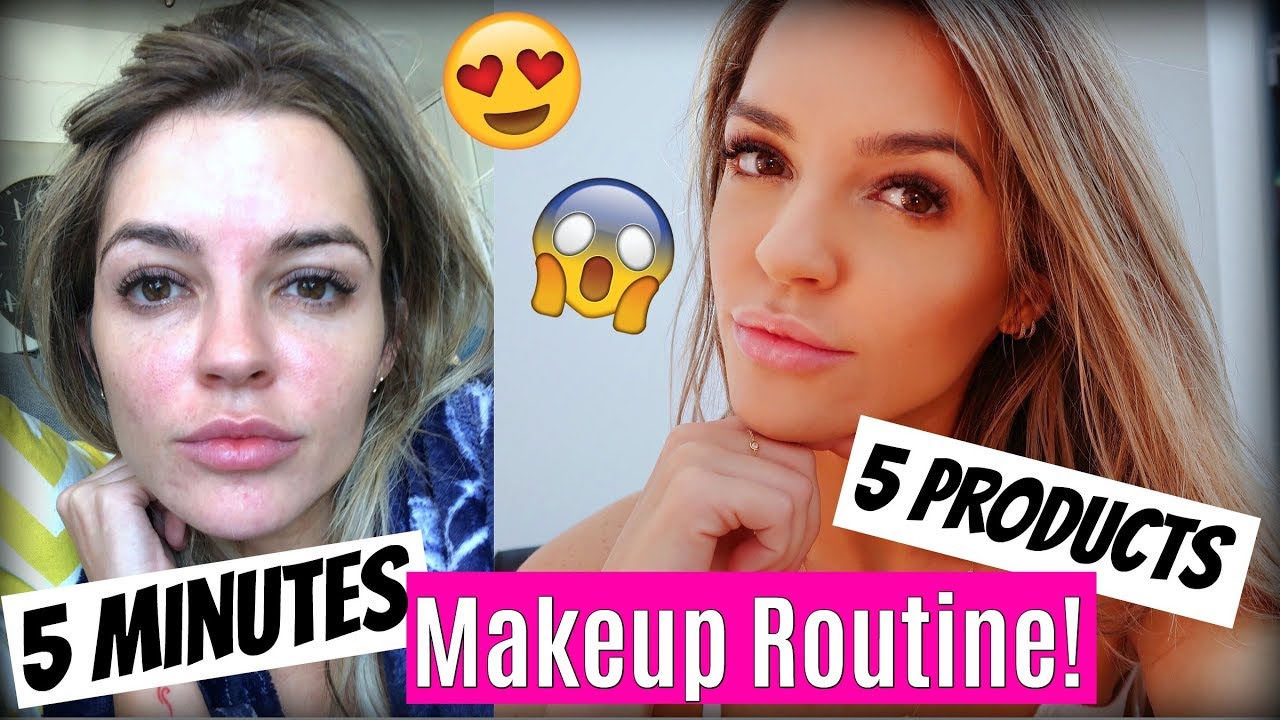 5 PRODUCTS IN 5 MINUTES MAKEUP ROUTINE + SKINCARE/TREATMENTS
