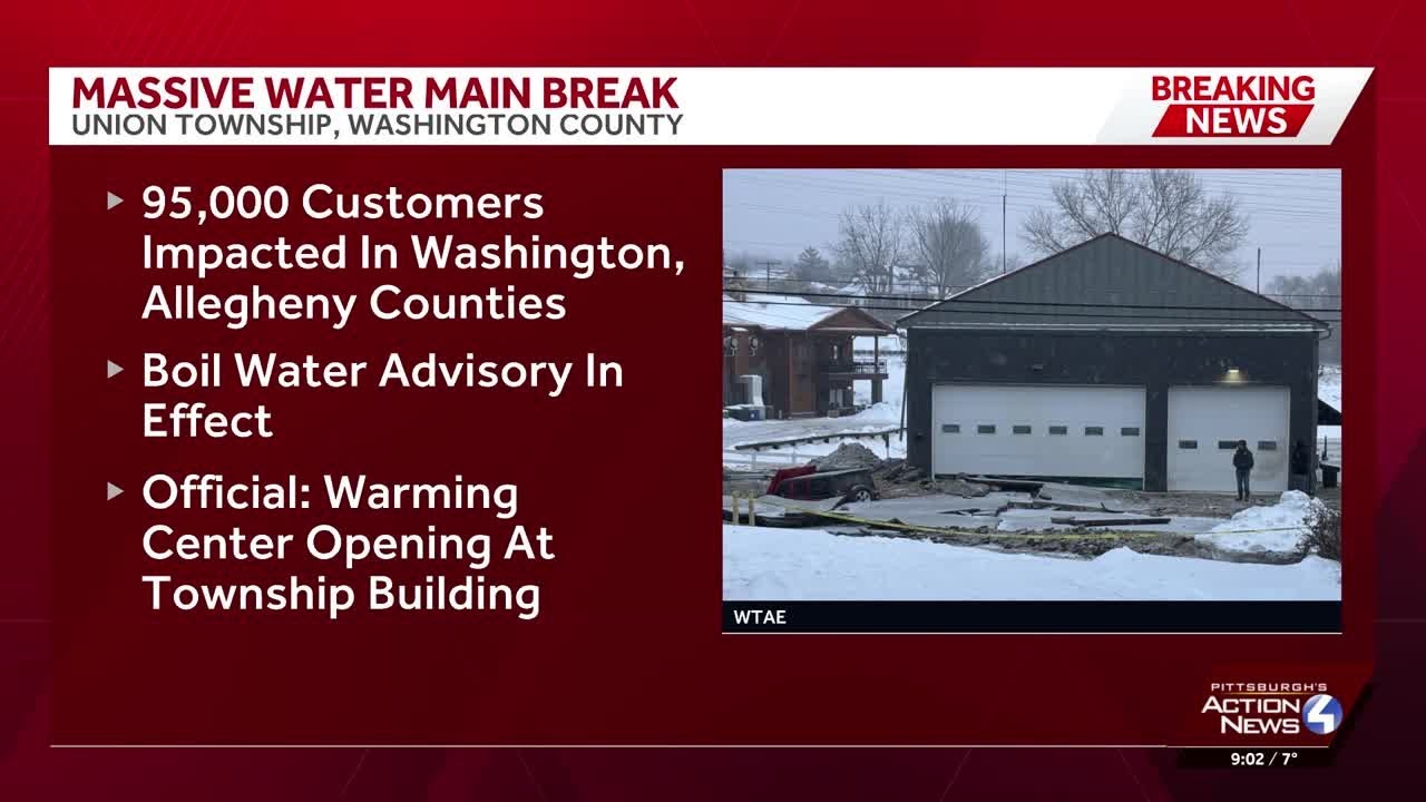 Massive water main break in Washington County