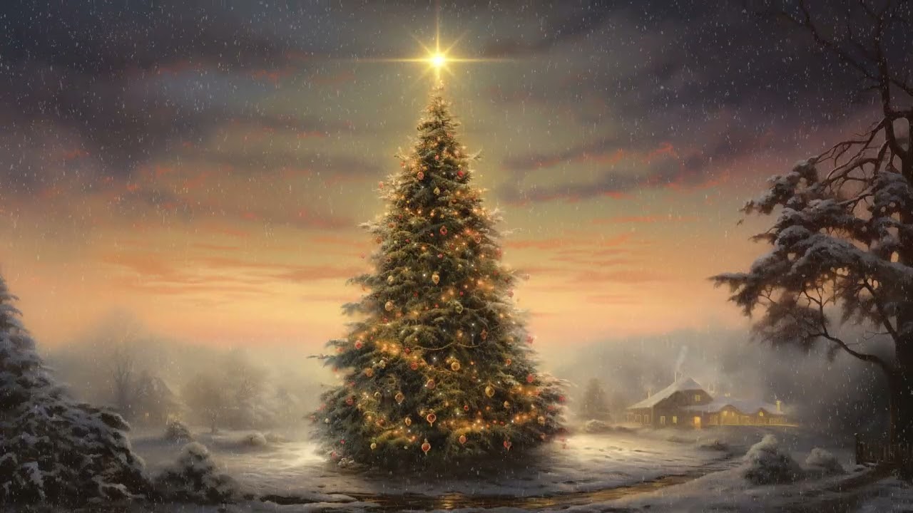 Winter Magic &bull; FREE 4K Animated Holiday Background &bull; Christmas Tree Loop &bull; Snowy Tree