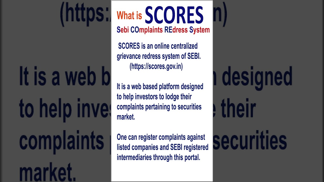 SCORES | SEBI