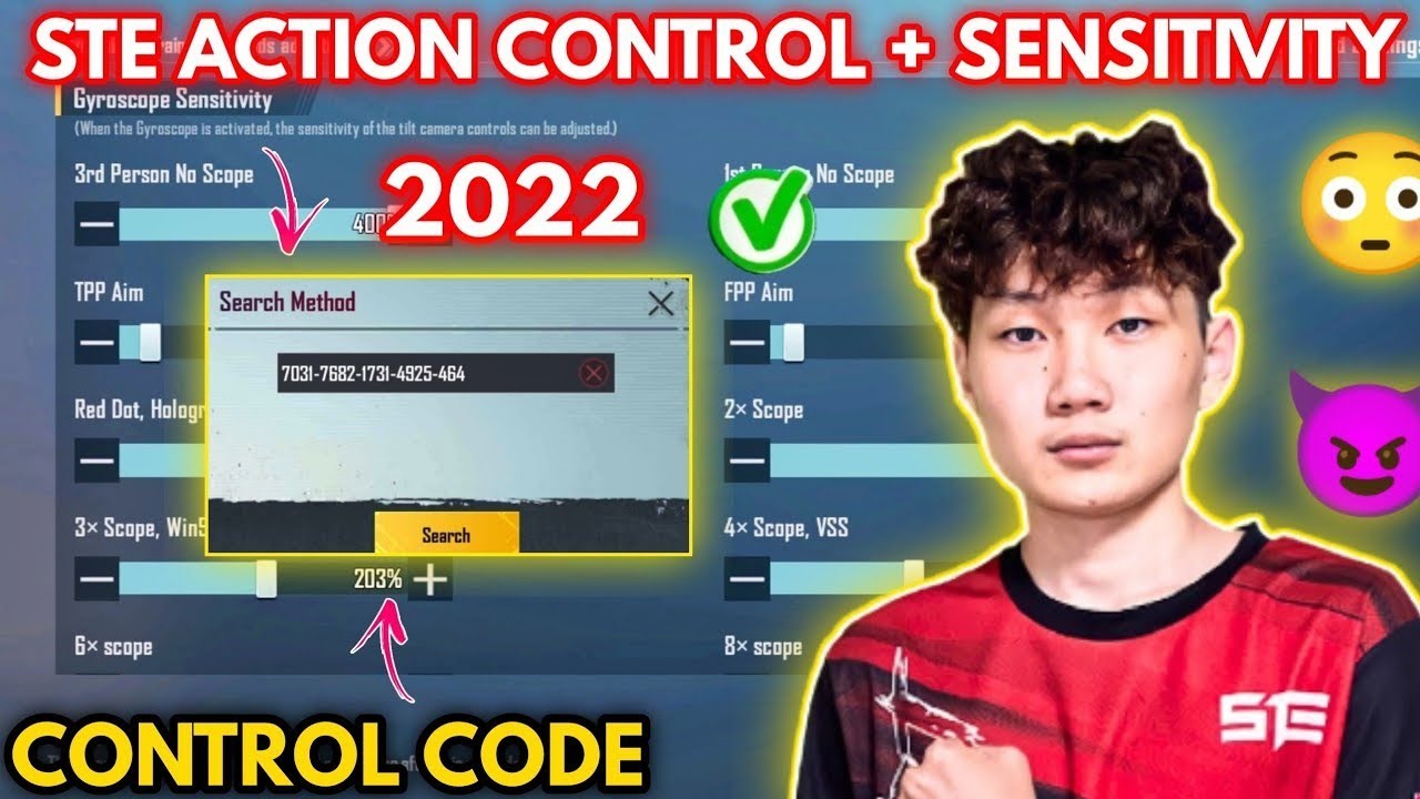 STE ACTION CONTROL CODE 1.8UPDATE STE SENSITIVITY CODE ZERO RECOIL BGMIPUBGMOBILE#CODES# SENSITIVITY