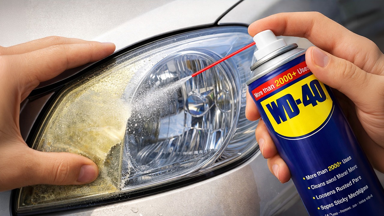 Восстановите старые фары до состояния новых за 1 минуту с помощью WD-40! Гениальный трюк