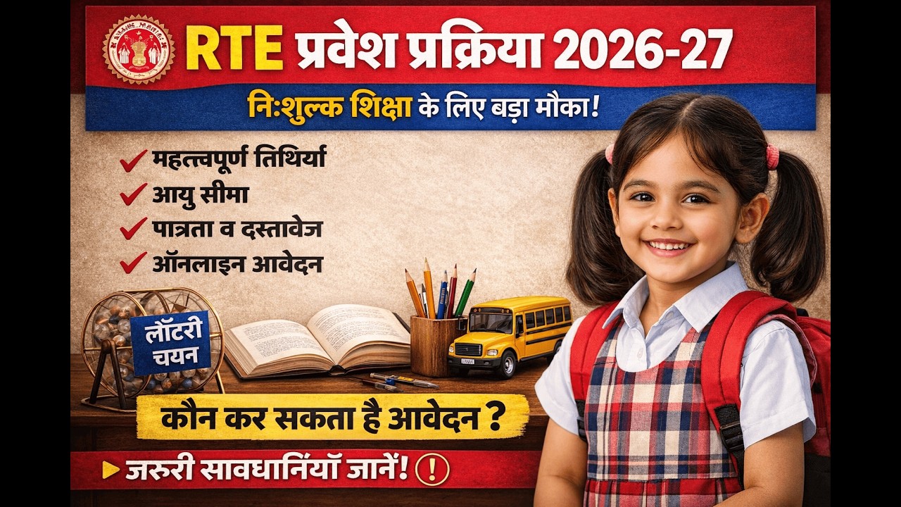 RTE प्रवेश प्रक्रिया 2026-27 | MP RTE Online Form | आयु सीमा, दस्तावेज, पात्रता, लॉटरी चयन पूरी जानक