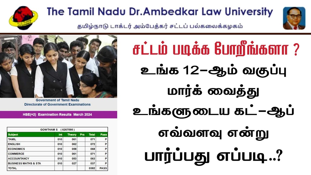 TNDALU Cutoff 2024 | 5 Year LLB Admission 2024 | BA LLB Online Counselling | How to Calculate Cutoff