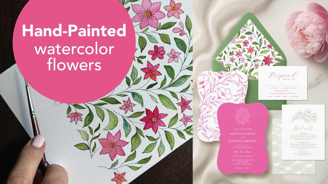 How to Create Watercolor Floral Envelope Liners | Micron Pen Line Art + Watercolor Tutorial