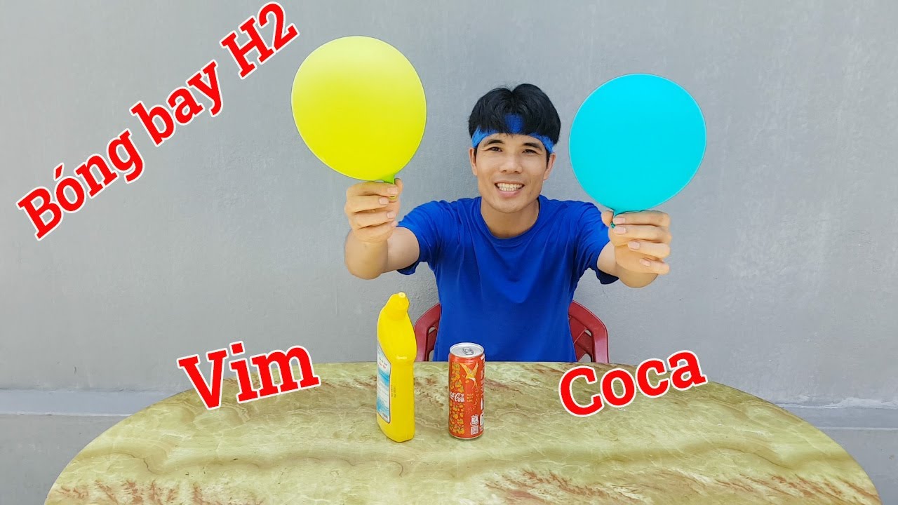 Sáng Tạo- Bơm Bóng Bay Hydro Từ Nước Tẩy Toilet Và Coca ( Making Hydrogen Balloon From Vim And Coca)