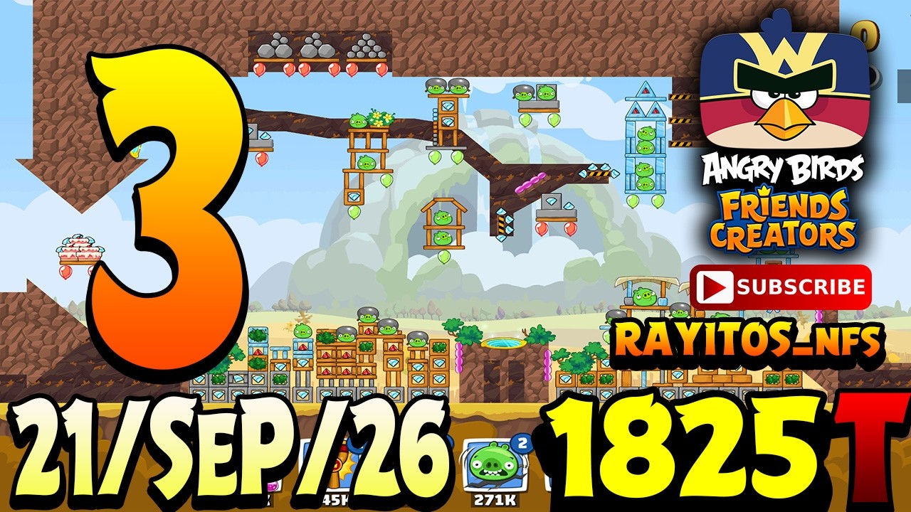 Angry Birds Friends Level 3 Tournament 1825 Highscore POWER-UP walkthrough 3 stars