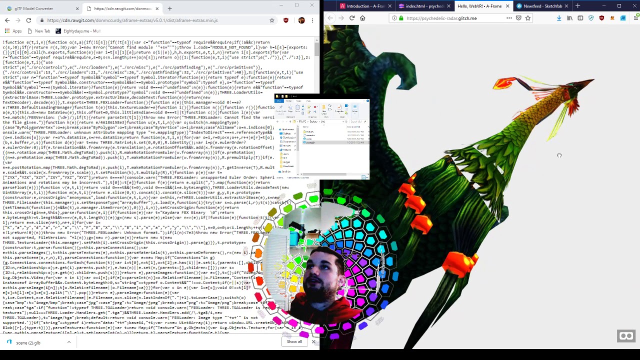 Upload GLTF GLB 3D Model Animation to A-frame WebVR from Sketchfab