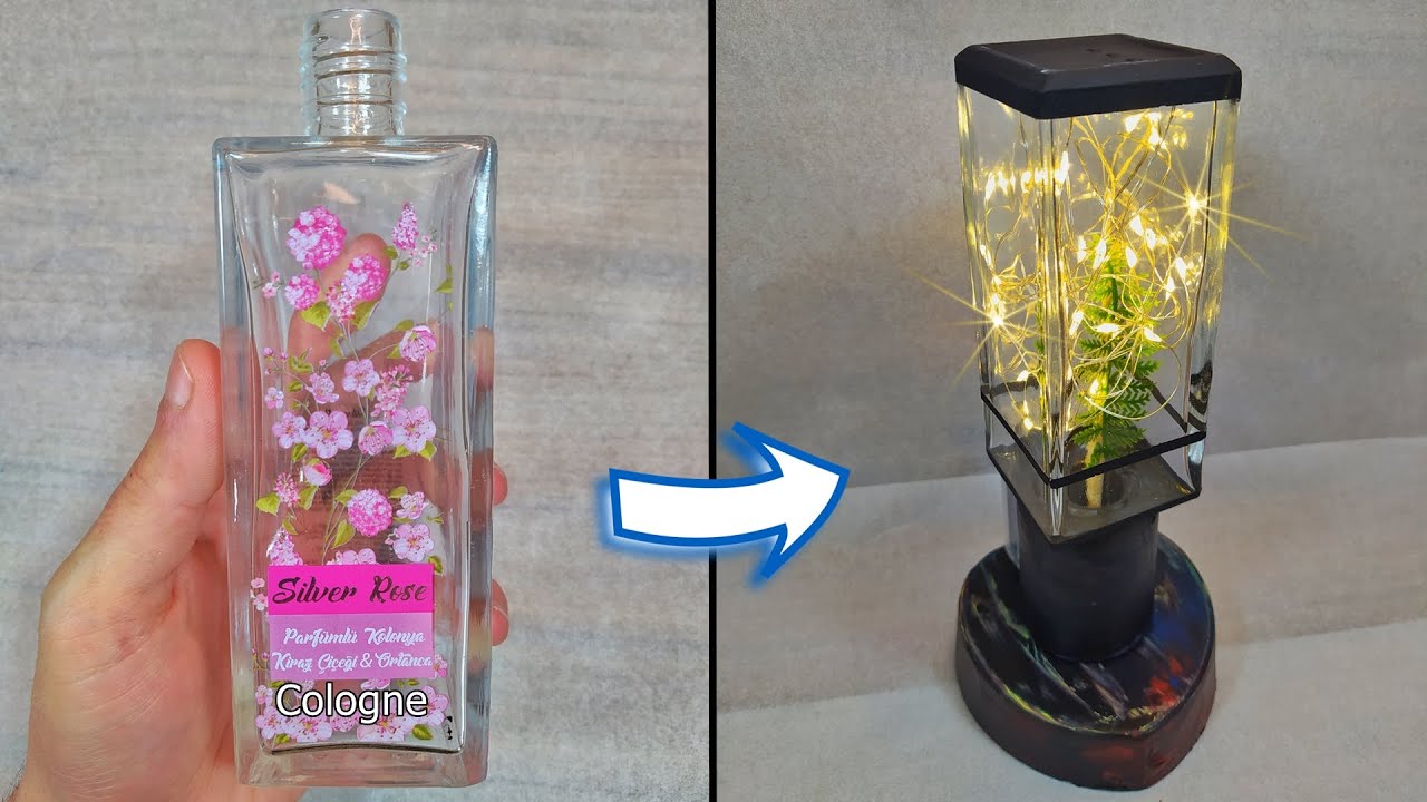 Reycle | How to Make an Awesome Lamp with a Cologne Bottle ? Kolonya Şişesinin Harika Geri Dönüşümü