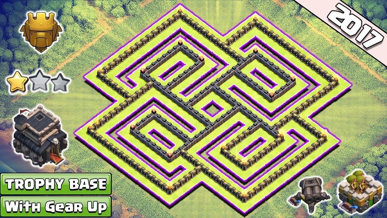 Clash of Clans Town Hall 9 (TH9) Trophy Base With Gear Up &diams; TH9 Trophy & Farming Base w New Update