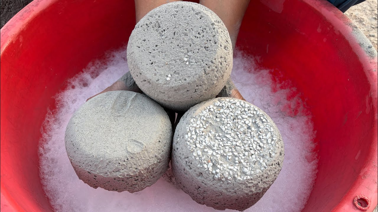 ASMR Very Soft Dusty😽Pure Cement+Marble Gritty Chunks shapes Dipping Crumble on water 💦💦💦💦🌊🌊🌊💦
