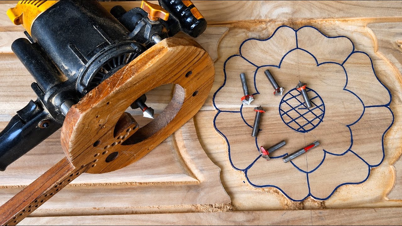 Basic wood carving flower with Router machine 