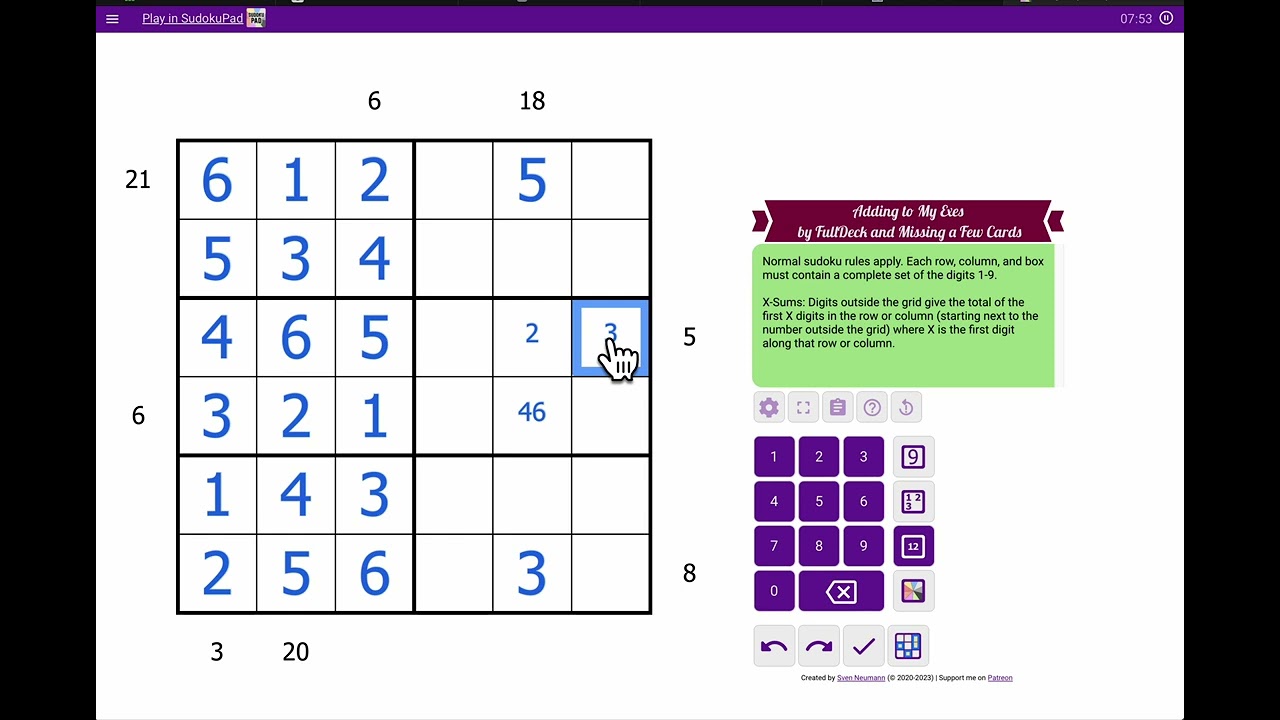 Sudoku special (Missing Deck Brassica #1) - Adding To My Exes