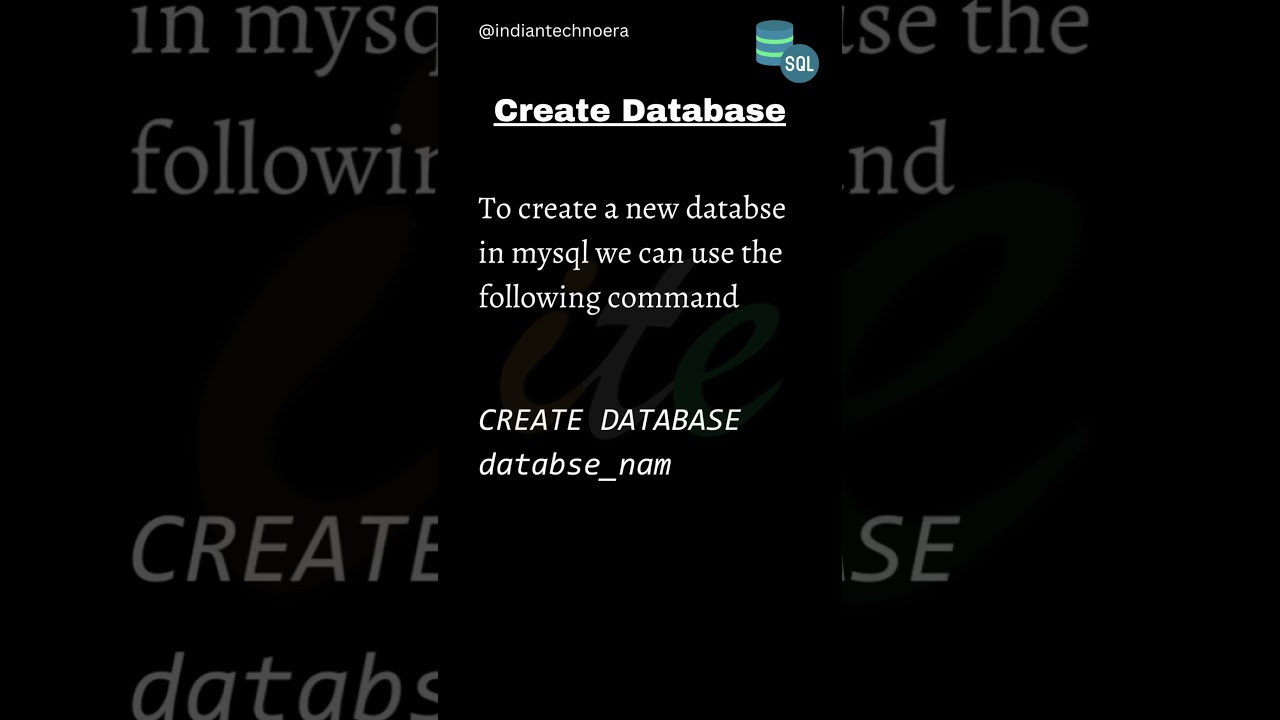14  Create Database #sql #shorts #indiantechnoera