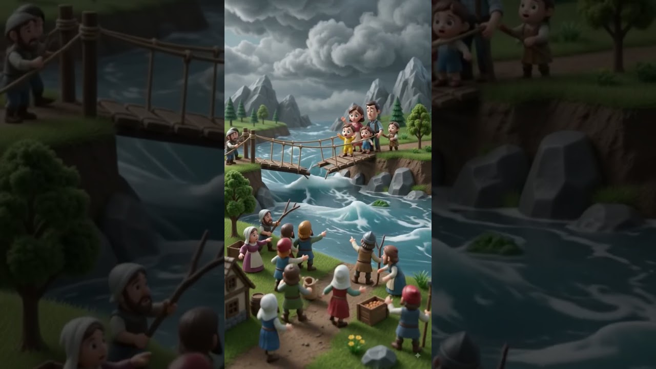 Giant Hand Saves Tiny Farmers from a Flood & Broken Bridge! 🌊🌉 | #Shorts #youtubeshorts