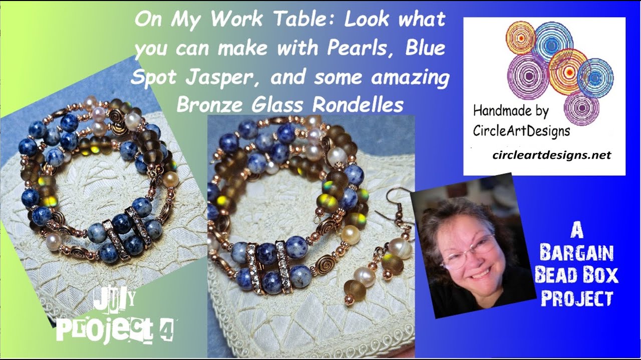 On My Work Table: Look what some Pearls, Jasper and Bronze Glass Rondelles can make! July Project 4