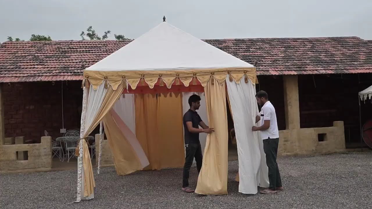 Pergola Tent Installation | Square Gazebo Setup | Outdoor Luxury Tent | Wedding Mandap Tent