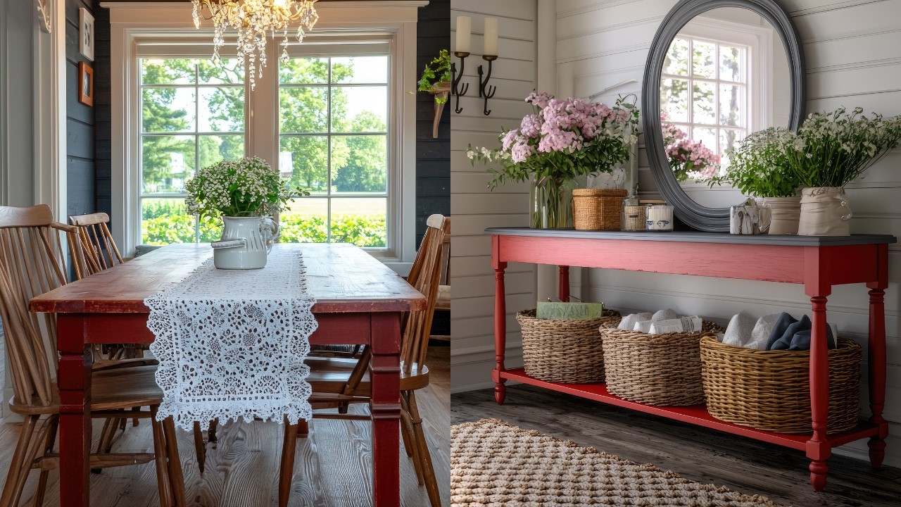 Small Red Rustic Farmhouse Tour Part 2: Cozy Cottagecore Decor & Vintage Vibes!