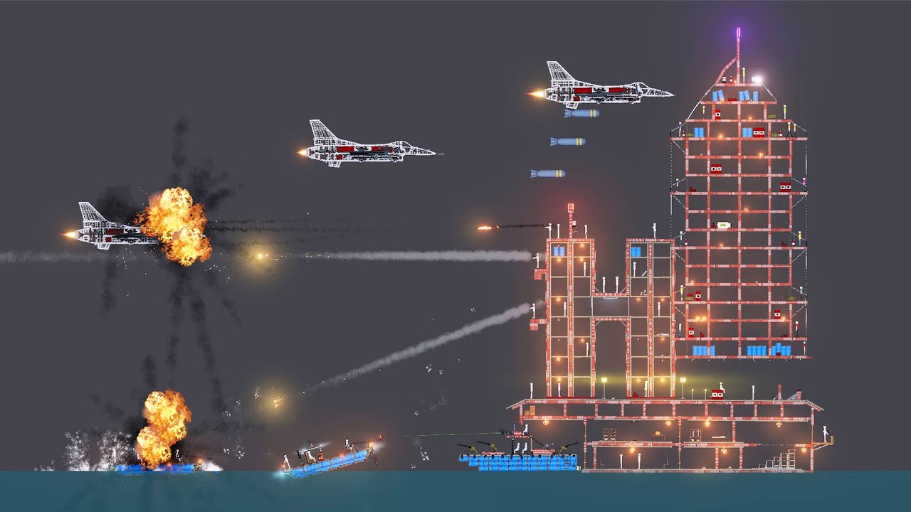 F-16 / Warships / Helicopters ATTACKS in People Playground