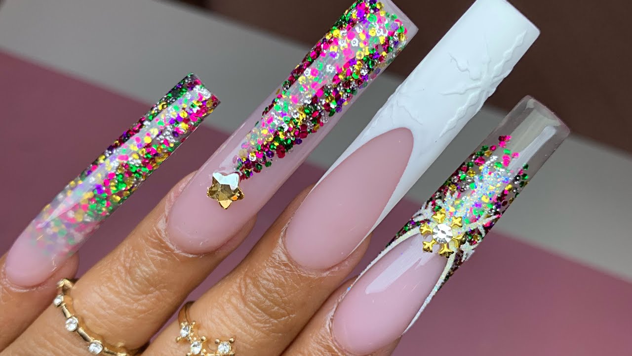HOW TO: ACRYLIC APPLICATION + SIMPLE CHRISTMAS NAIL ART ✨️🎄✨️