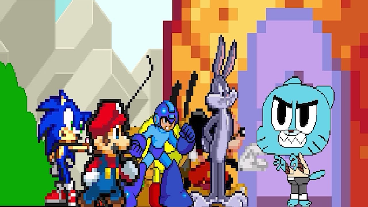 Super Mario, Sonic, Megaman & Pac-man VS Spongebob, Gumball, Bugs Bunny & Mickey Mouse | Thanos VS