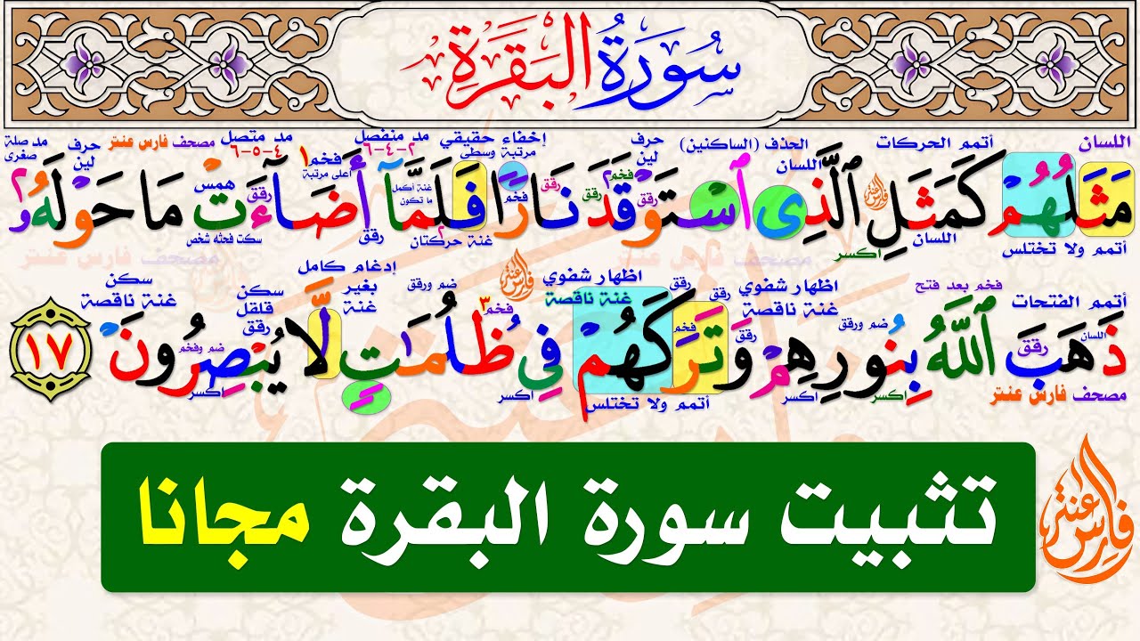 تثبيت سورة البقرة مباشر تعال احفظ وسمع معنا #فارس_عنتر