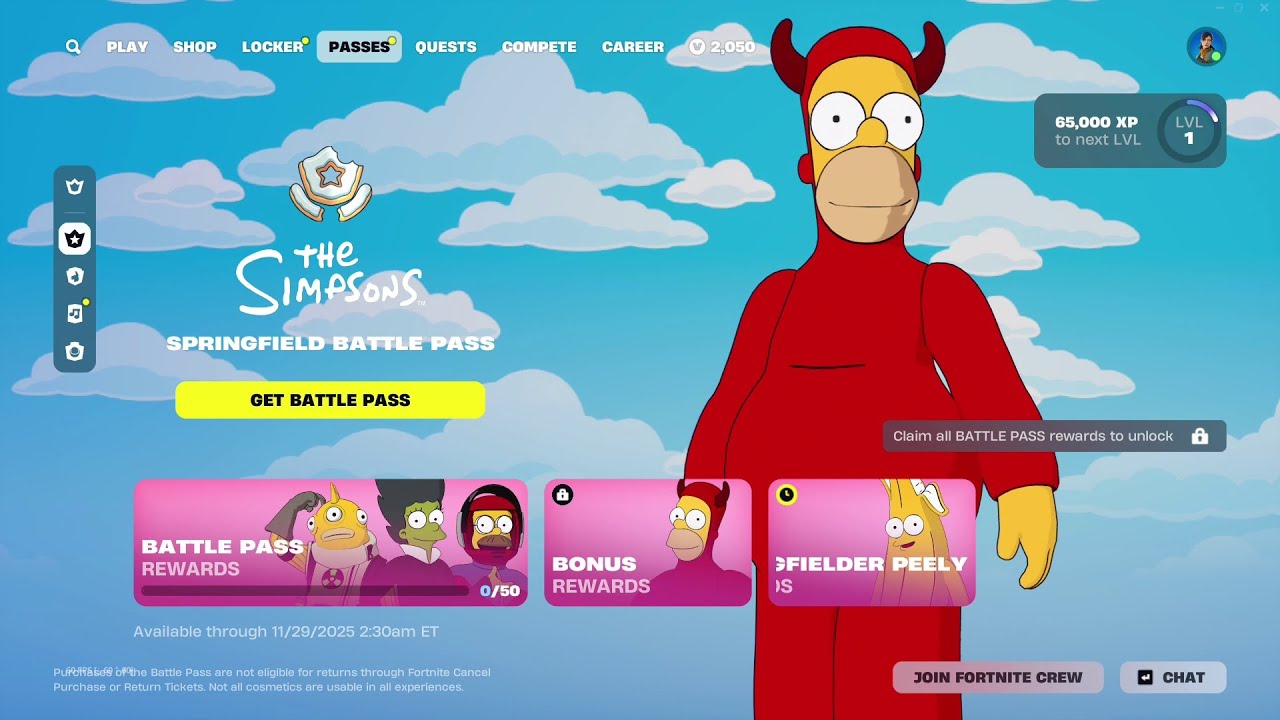 Fortnite THE SIMPSONS SPRINGFIELD BATTE PASS