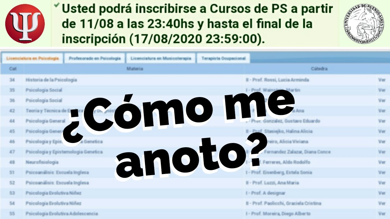 ¡Así te INSCRIBÍS a las MATERIAS de PSICOLOGÍA en la UBA!