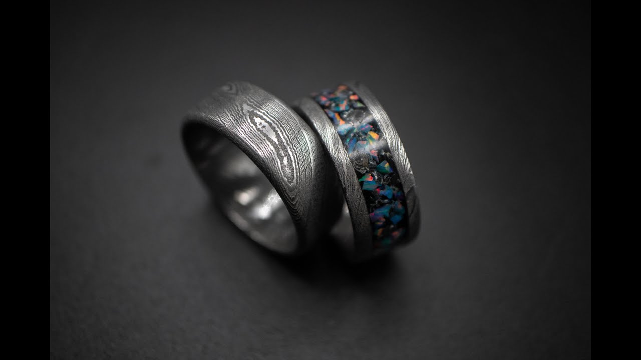 Opal Meteorite Damascus ring