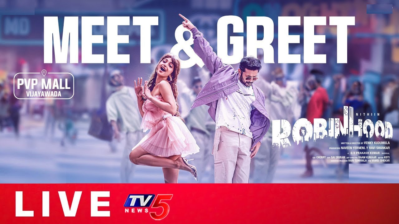 Team Robinhood Meet & Greet At PVP Mall Vijayawada | Nithiin | Sreeleela | Venky Kudumula | TV5 News