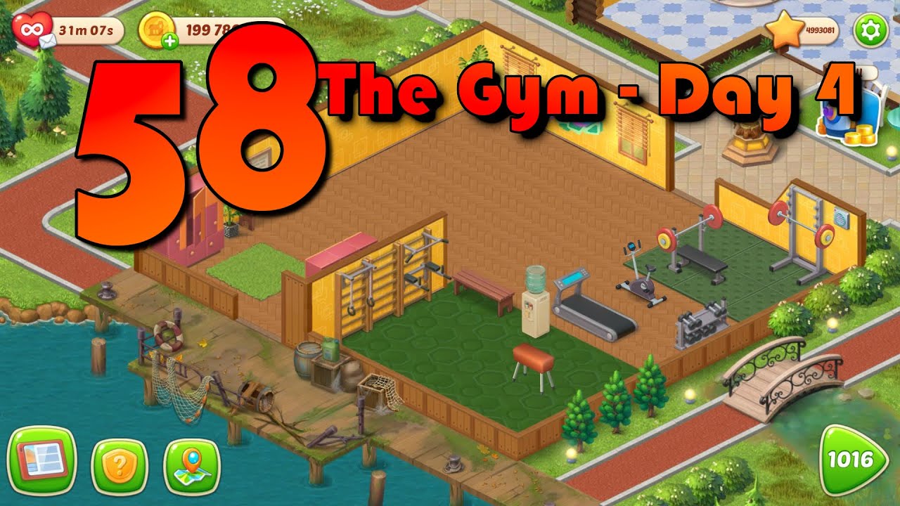 The Gym Day 4 - Playrix Homescapes - Lake House Part 58 -  Lets Play Match 3 Mobile Games