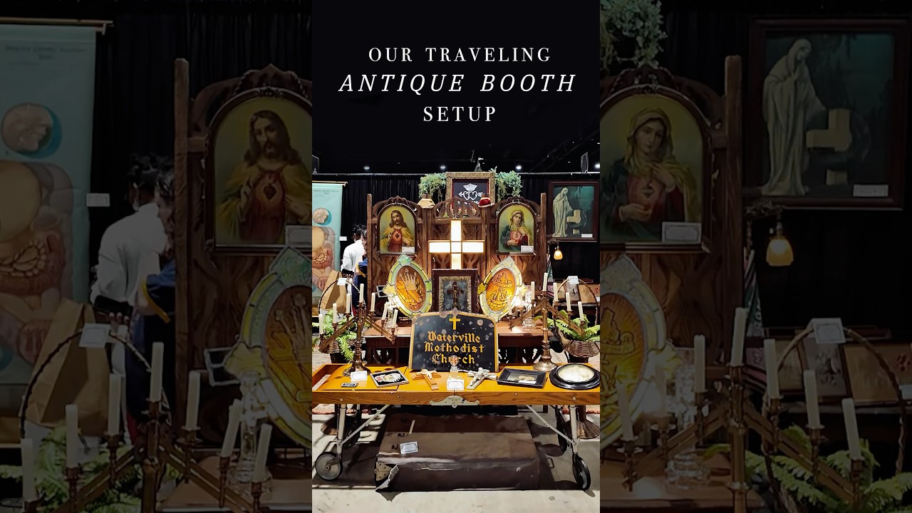 Our traveling antique booth setup #antiques #antiquebooth #victorian #antiquejewelry #vintage