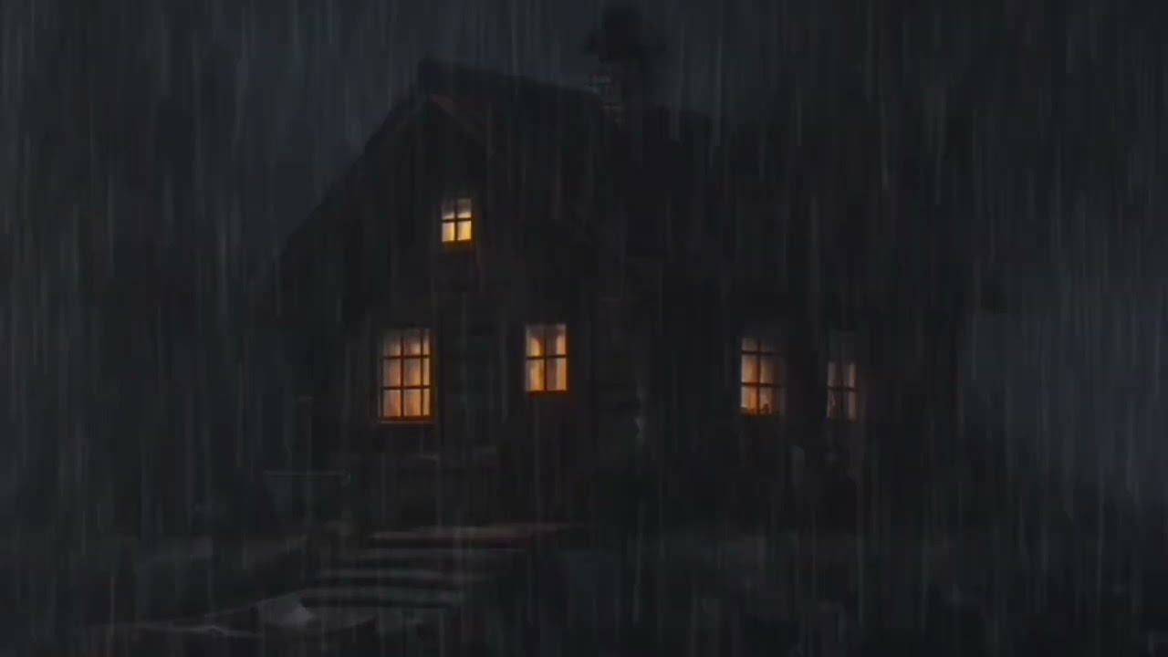 3 HOURS Cozy Cabin Rain – Heavy Rain and Calm Thunder⚡ for Relaxing Sleep | SEMI BLACK SCREEN
